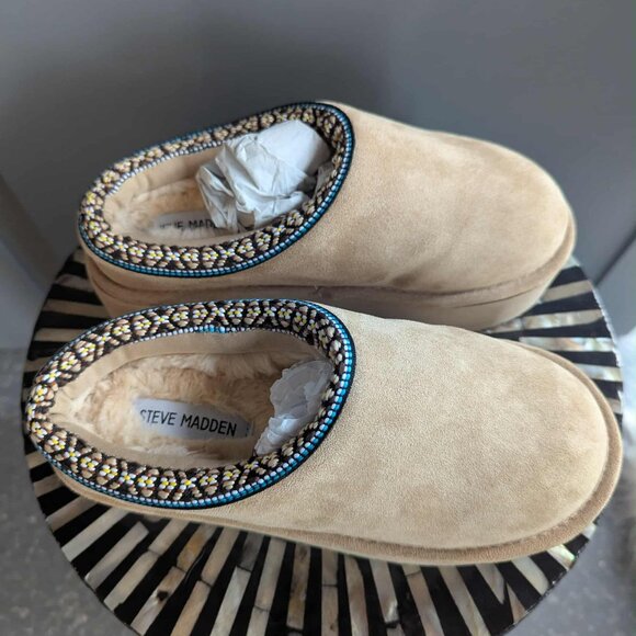 Steve Madden Duplex Platform Sherpa Slipper Slides NWOT - Picture 4 of 6